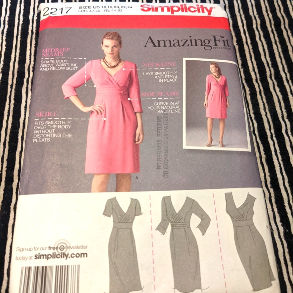 Simplicity 2217 Amazing Fit collection size 16,18,20,22,24 pattern only